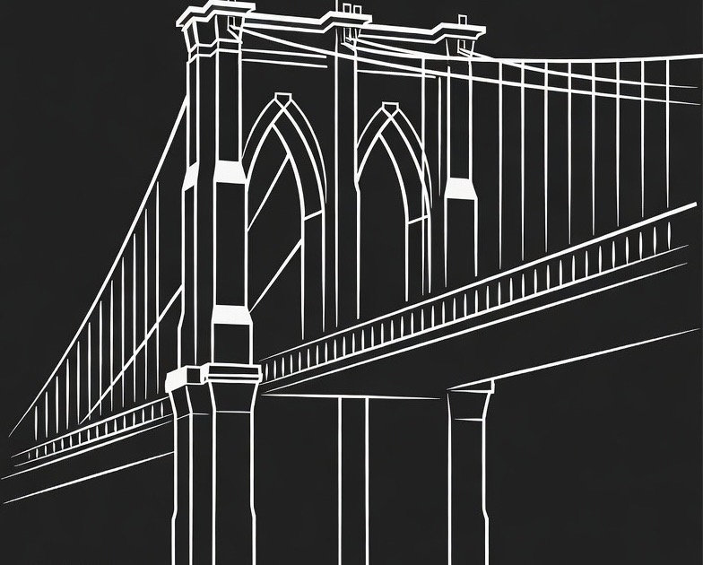 What held the bridge — Brooklyn Bridge line art